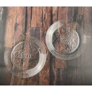Cristal‎ d'Arques Durand Antique Clear 10.25 in Dinner Plate Set Of 2 VTG
